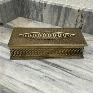 Vintage MCM Gold Tone Tissue Box